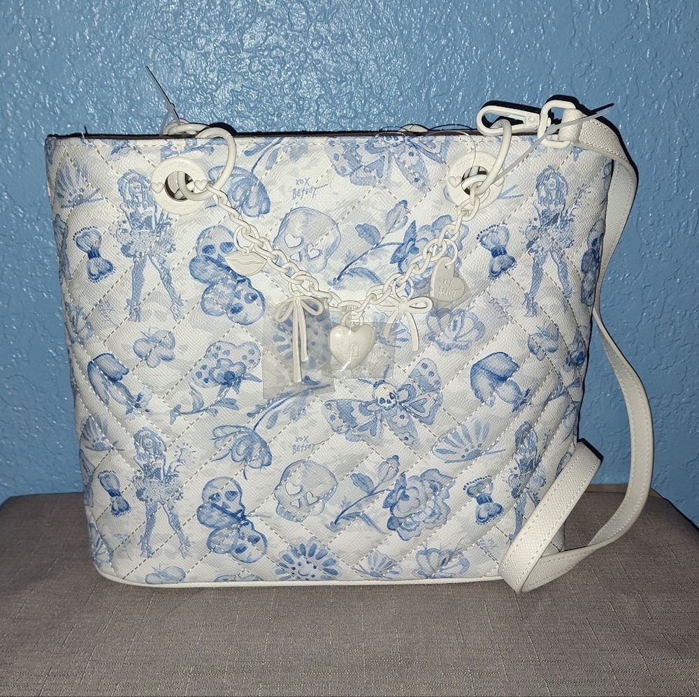 Blue and White Betsey Johnson Bag NWT